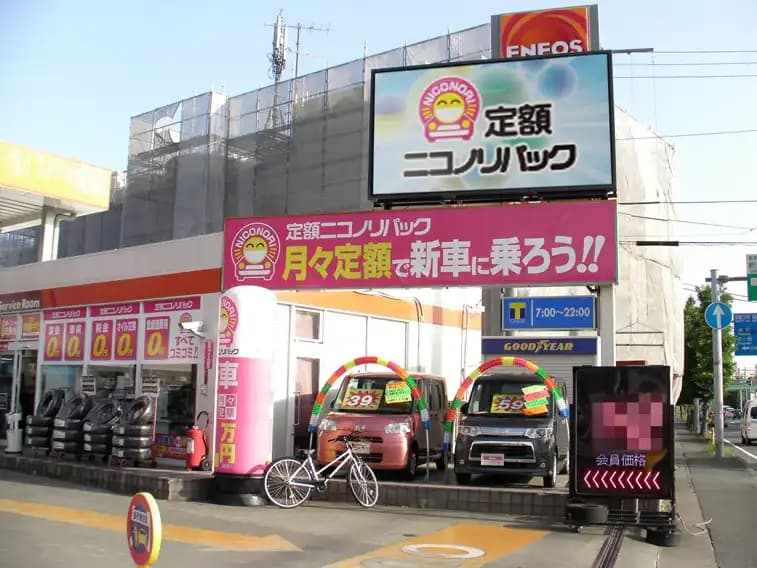 店舗でお客様へ車のご案内をする様子