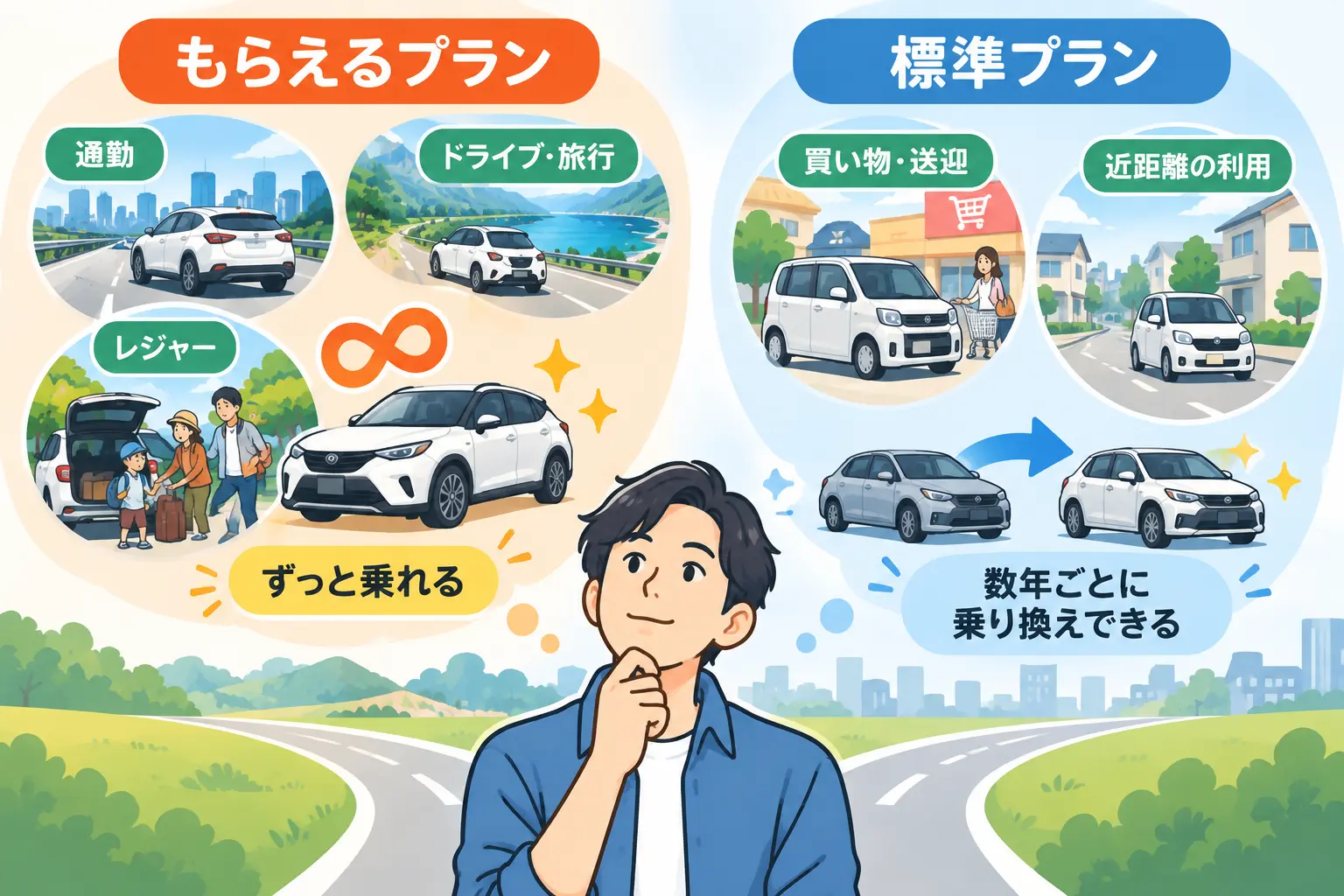 もらえるプランと標準プランの車の使い方の違い