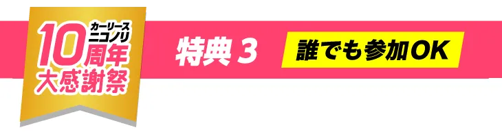 特典3　誰でも参加OK　カーリースニコノリ10周年大感謝祭