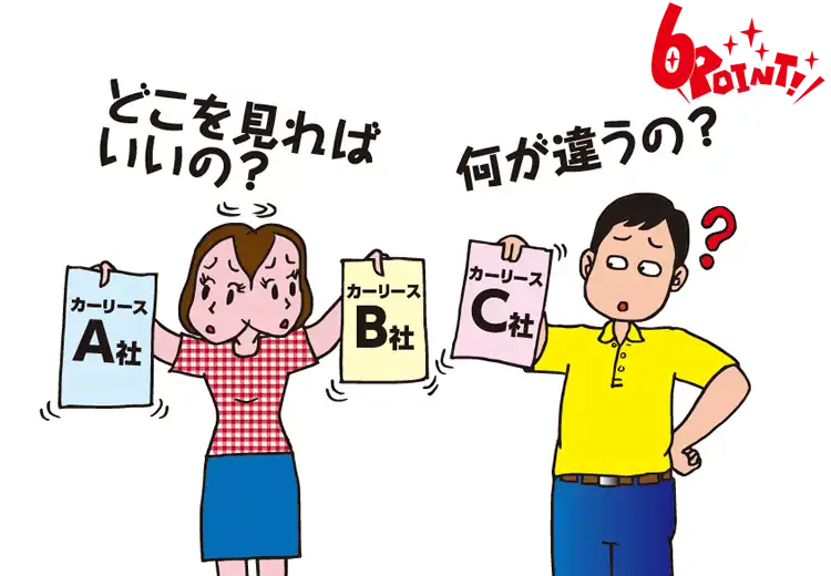 カーリース会社の比較方法を6つのポイントでチェック
